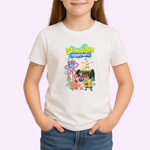 Tricou spongebob echipa de personaje subacvatice langa krusty krab in aventura animata, Copii | Dama | Barbat