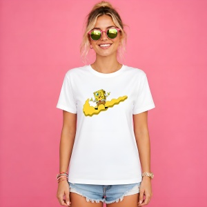 Tricou Spongebob Surfing On Cloud Logo Galben Urban Vibe, din bumbac 100% Copii | Dama | Barbat - Img 3