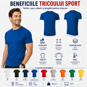 Tricou Sport Bărbați Malfini Destiny 175, 95% Micro Poliester, 5% Elastan, 160 g/m², Extra Dry, Slim Fit, Guler Rotund, Mărimi S 2XL - Img 9
