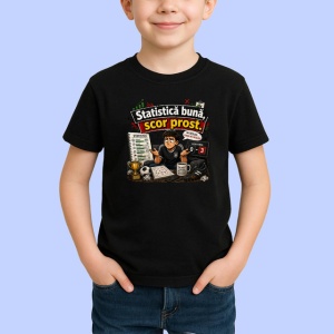 Tricou Statistica Buna Scor Prost Suporter Fotbal V1, din bumbac 100%, tricou negru Copii | Dama | Barbat - Img 2