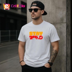 Tricou Stay Wild Text Portocaliu Cu Labuta Animal, din bumbac 100% , tricou alb pentru Copii | Dama | Barbat - Img 8