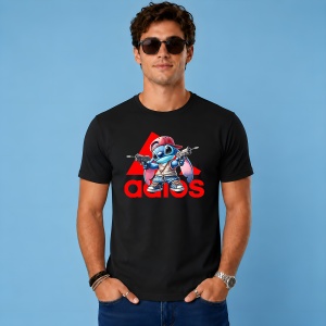 Tricou Stitch Hip Hop Rebel Urban Red Street Fashion, din bumbac 100%, tricou negru, Copii | Dama | Barbat