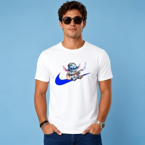 Tricou Stitch La Chitara Logo Albastru Urban Chill Music Vibe, din bumbac 100% Copii | Dama | Barbat - Img 2