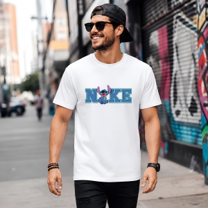 Tricou Stitch Logo Albastru Stil Desen Animat, din bumbac 100% Copii | Dama | Barbat - Img 5