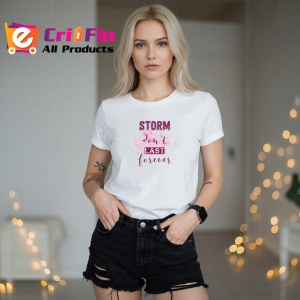 Tricou Storm Dont Last Forever Text Roz Pastel, din bumbac 100% , tricou alb pentru Copii | Dama | Barbat - Img 7
