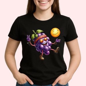 Tricou Strugure amuzant de vara caldura, Fructe, Copii | Dama, culoare negru - Img 2