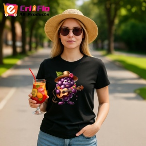 Tricou Strugure amuzant de vara cantaret, Fructe, Copii | Dama, culoare negru - Img 9