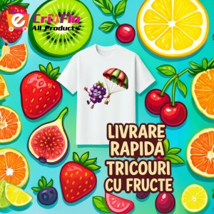 Tricou Strugure amuzant de vara cu parasuta, Fructe, Copii | Dama - Img 12