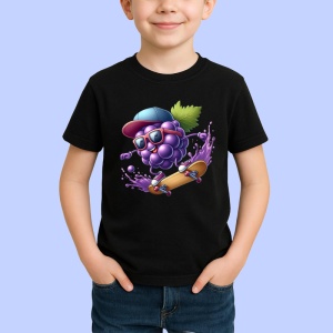 Tricou Strugure amuzant de vara cu skateboard, Fructe, Copii | Dama, culoare negru