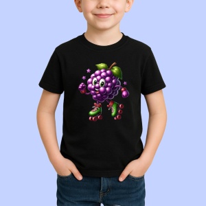 Tricou Strugure amuzant de vara pe role, Fructe, Copii | Dama, culoare negru