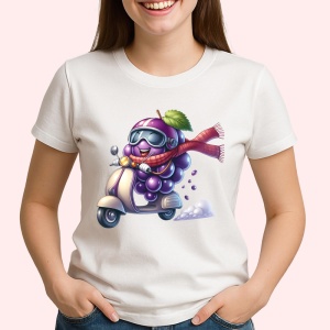 Tricou Strugure amuzant de vara pe scuter, Fructe, Copii | Dama - Img 2