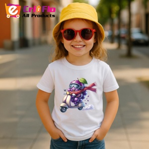 Tricou Strugure amuzant de vara pe scuter, Fructe, Copii | Dama - Img 4