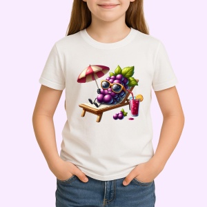 Tricou Strugure amuzant de vara pe sezlong, Fructe, Copii | Dama