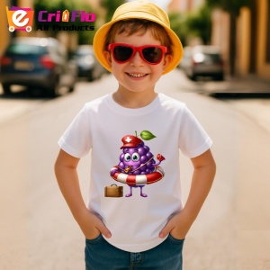 Tricou Strugure amuzant de vara salvamar, Fructe, Copii | Dama - Img 3