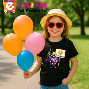 Tricou Strugure amuzant de vara summer, Fructe, Copii | Dama, culoare negru - Img 3