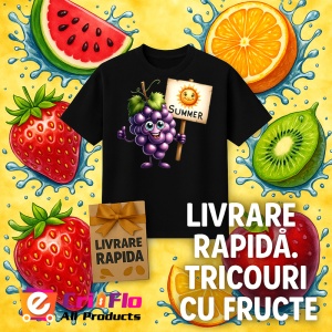 Tricou Strugure amuzant de vara summer, Fructe, Copii | Dama, culoare negru - Img 12