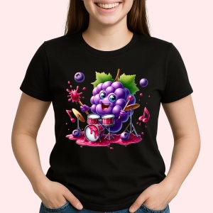 Tricou Strugure amuzant de vara tobosar, Fructe, Copii | Dama, culoare negru - Img 2