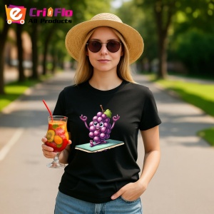 Tricou Strugure amuzant de vara yoga 2, Fructe, Copii | Dama, culoare negru - Img 9