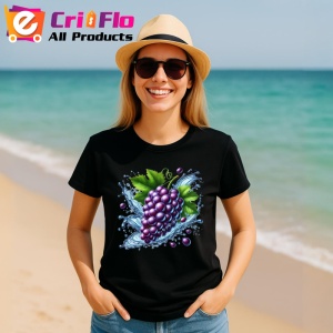 Tricou Struguri mov si stropi reci, Fructe, Copii | Dama, culoare negru - Img 11