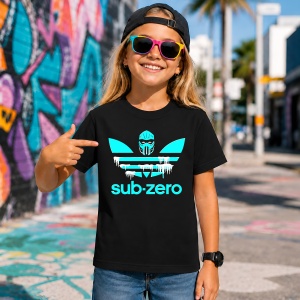Tricou Sub Zero Mortal Kombat Logo Turcoaz Urban Gaming Design, din bumbac 100%, tricou negru, Copii | Dama | Barbat - Img 7
