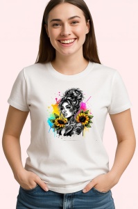 Tricou sunflower tattoo black background girl, fata tatuata cu floarea soarelui pe fundal negru, Copii | Dama | Barbat - Img 4