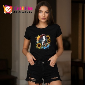Tricou Sunflower tattoo hand shy girl, fata timida cu tatuaj floarea soarelui pe mana, Copii | Dama | Barbat , tricou negru