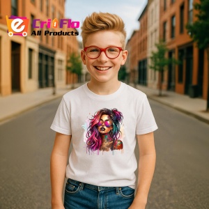 Tricou sunglasses girl rainbow style tattooed, fata cu ochelari stil curcubeu si tatuaje, Copii | Dama | Barbat - Img 7