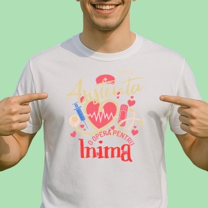 Tricou Sunt o asistenta, o opera pentru inima(1) - Copii | Dama | Barbat - Img 2