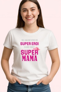 Tricou Super Mama Gri, din bumbac 100%, tricou alb, Dama | Barbat - Img 2