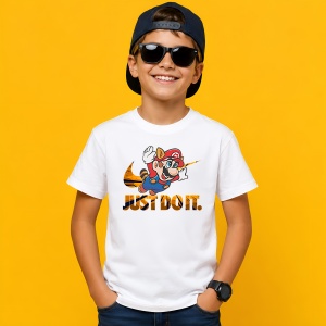 Tricou Super Mario Raccoon Fly Urban Street Design Just Do It, din bumbac 100% Copii | Dama | Barbat - Img 2