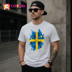 Tricou Sweden Steag Splash Art, Copii | Dama | Barbat - Img 4