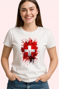 Tricou Switzerland Steag Splash Art, Copii | Dama | Barbat - Img 4