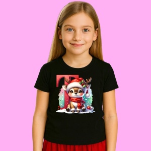 Tricou T Litera Craciun Cu Ren Si Fulgi, din bumbac 100% Copii | Dama | Barbat