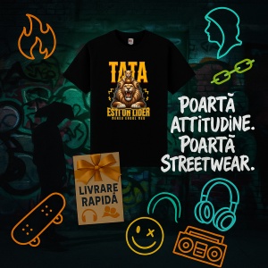 Tricou Tata esti un lidere, Mereu Eroul meu Negru, Copii | Dama | Barbat - Img 7