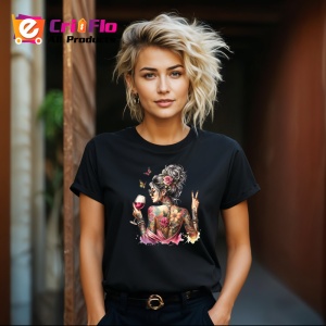 Tricou Tattooed girl back peace wine, fata tatuata cu spatele si semnul pacii cu pahar de vin, Copii | Dama | Barbat , tricou negru - Img 8
