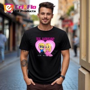 Tricou Te Iubesc Cuplu Cartoon, din bumbac 100%, tricou negru, Dama | Barbat - Img 3