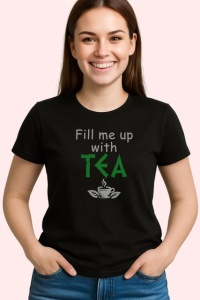 Tricou Tea Text Verde Minimalist, din bumbac 100%, tricou negru Copii | Dama | Barbat