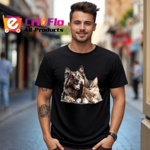 Tricou Terrier cu blana lunga si pisica blanda prietenie perfecta Copii | Dama | Barbat Barbat - Img 17