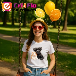 Tricou Terrier negru si pisica portocalie legatura sincera Copii | Dama | Barbat Barbat - Img 10