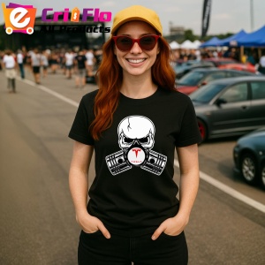 Tricou Tesla Skull Pistons | Unisex Dama si Barbat - Img 2