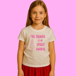 Tricou The Grinch Is My Spirit Animal, din bumbac 100%, tricou alb, Copii | Dama | Barbat