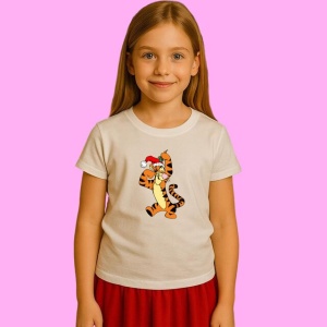 Tricou Tigger Sarind Craciun, din bumbac 100%, tricou alb, Copii | Dama | Barbat - Img 2