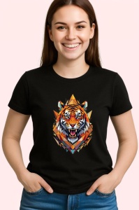 Tricou Tigru Colorat Poligonal, Copii | Dama | Barbat, culoare negru - Img 4