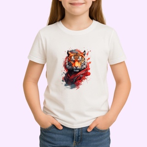Tricou Tigru pop art cu fundal negru si flacari rosii Copii | Dama | Barbat - Img 3