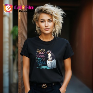 Tricou Too Cool To Care Pinguin Pe Gheata, Copii | Dama | Barbat, culoare negru - Img 16
