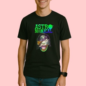 Tricou Travis Scott Astronomical Joker, muzica POP, Dama | Barbat | Copii, Culoare Negru