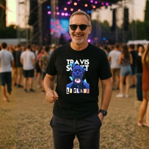 Tricou Travis Scott - La Flame si fluturi albastrii, muzica Hip-Hop / Emo Rap, Dama | Barbat | Copii, Culoare Negru - Img 9