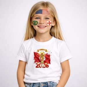 Tricou Tunisia World Cup 2026 Fifa V2, din bumbac 100%, tricou alb, Copii | Dama | Barbat - Img 2