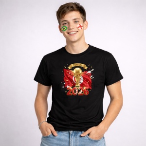 Tricou Tunisia World Cup 2026 Fifa V2, din bumbac 100%, tricou negru, Copii | Dama | Barbat
