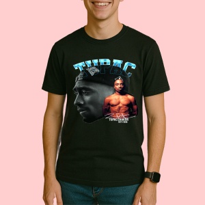 Tricou Tupac classic B&W profile, muzica Rap, Dama | Barbat | Copii, Culoare Negru